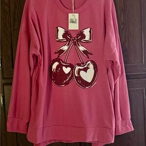 Pink Cherry Heart Sweatshirt